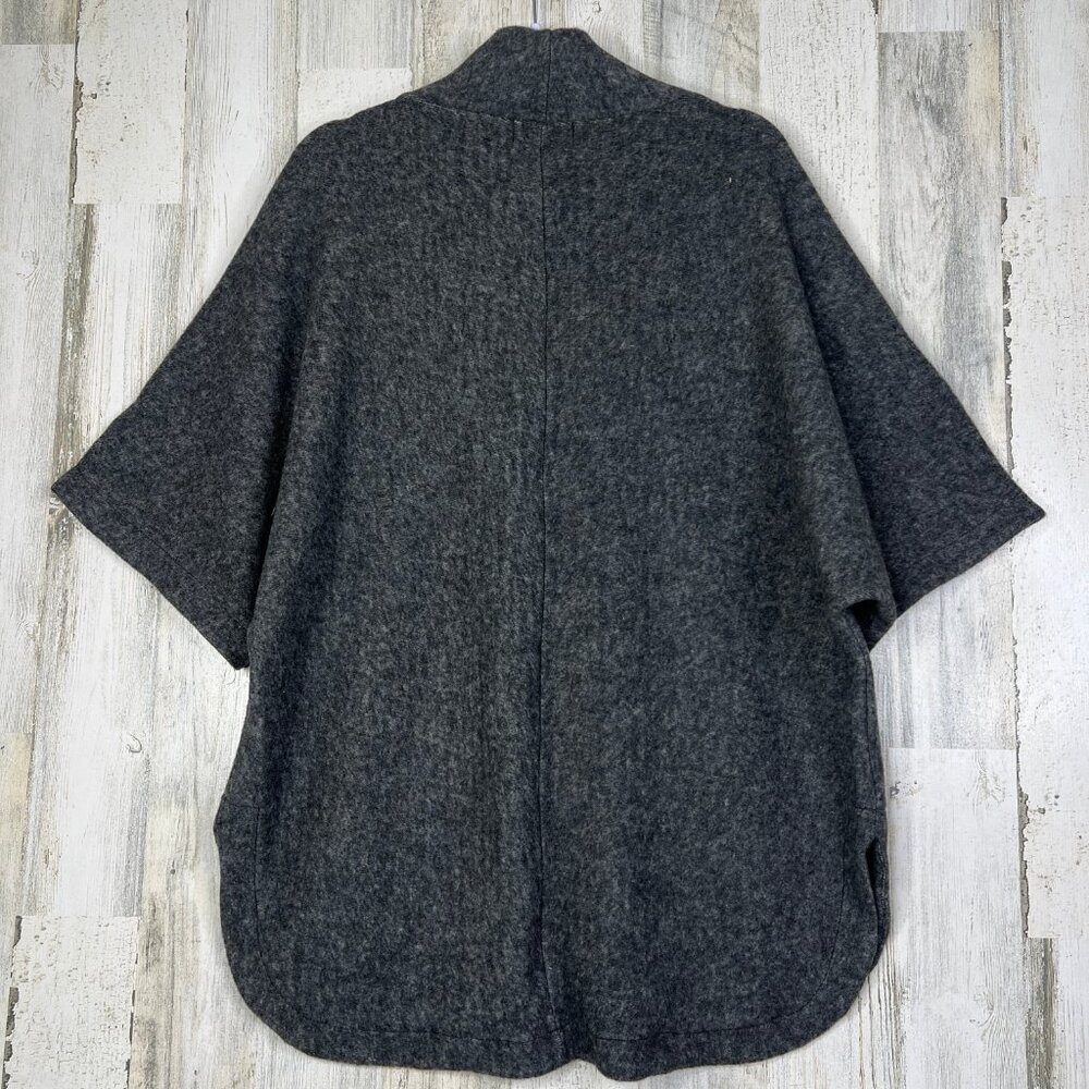Michael Stars Sherpa Poncho Cape Cowl Neck Pockets Charcoal Gray Oversized Sz S - Picture 8 of 10